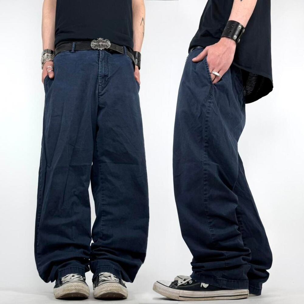 Vintage y2k grunge baggy wide leg faded navy archive skater pants